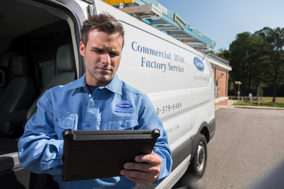 Carrier technician with Tablet