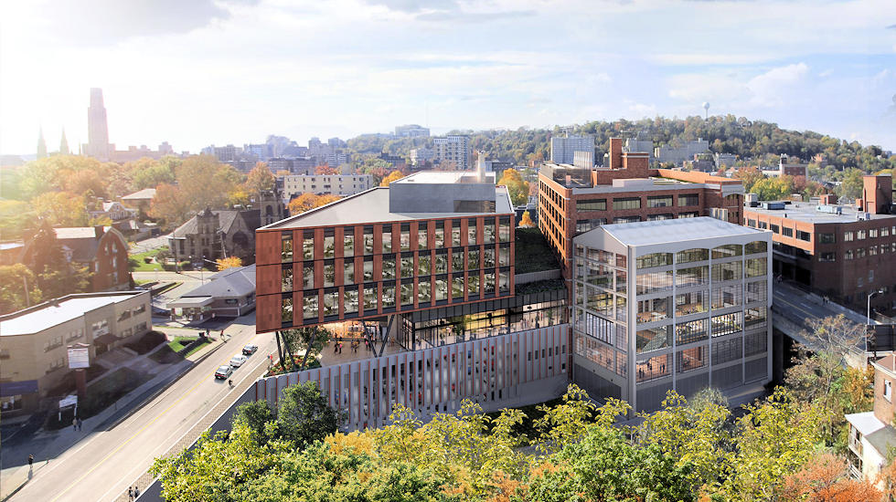 Aerial view of The Assembly, a former Ford Model T plant in Pittsburgh.