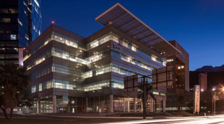 office building at dusk