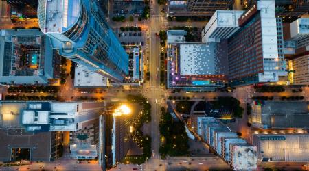 Stock photo of the Austin, TX skyline from above